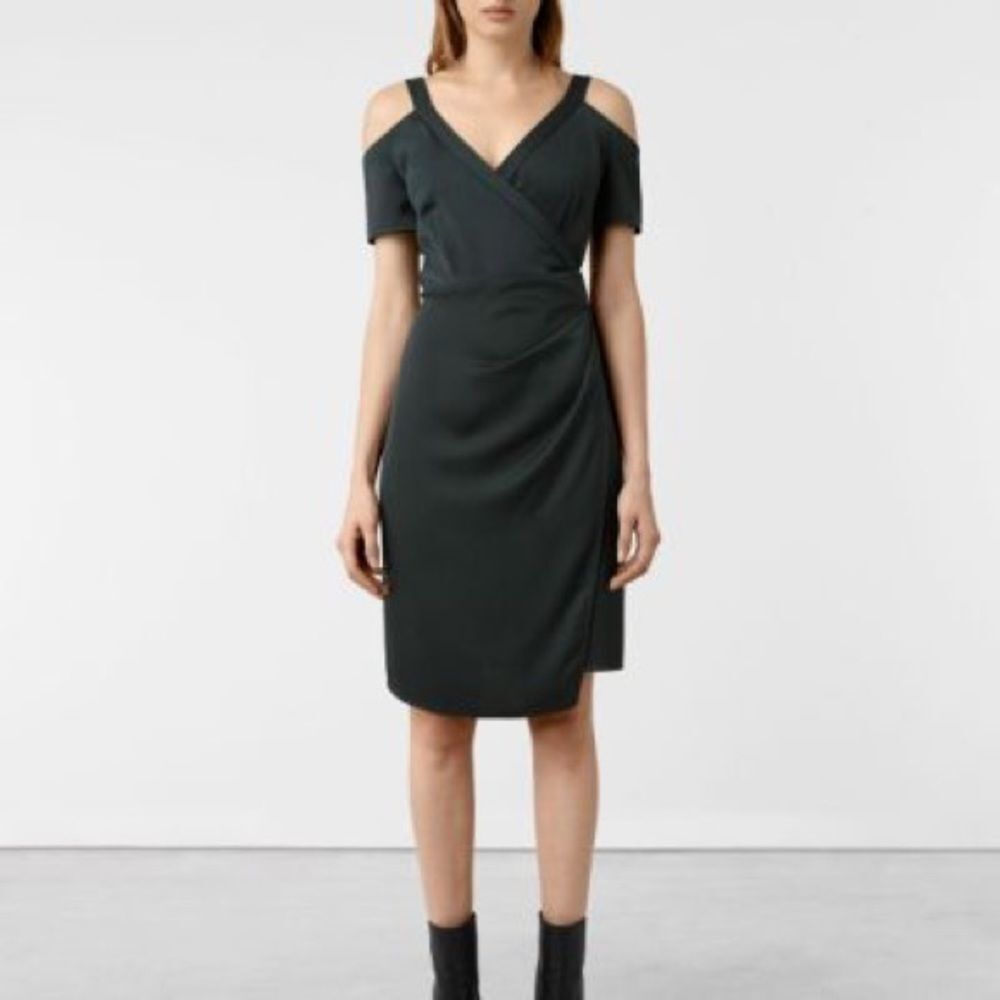 NWT ALL SAINTS Cadia Dress Oil Black Size 4